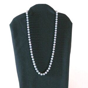 Freshwater Cultured Vintage 14k Gold Filigree Fish Clasp Pearl Necklace Blue 16"